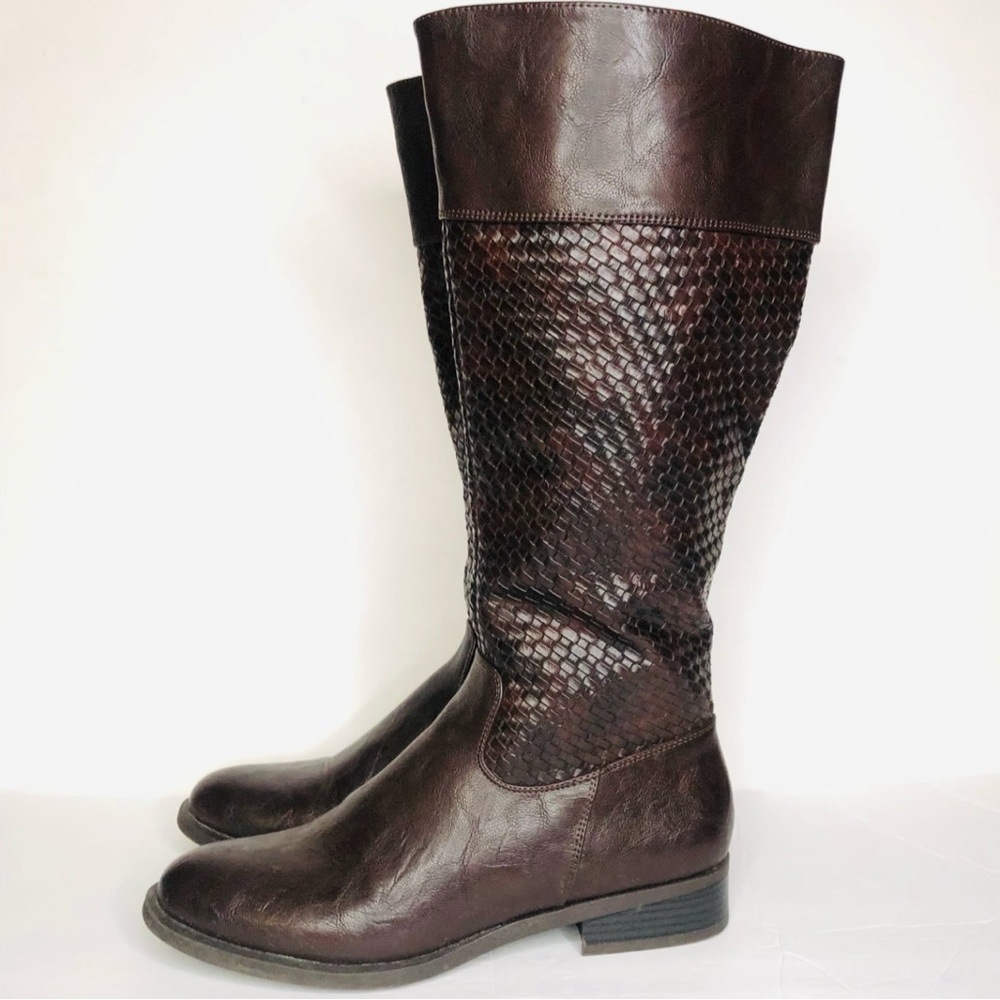 Brown Leather Knee-High Boots Sz 9.5M Zipper